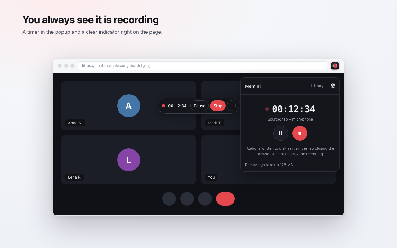 You always see it is recording